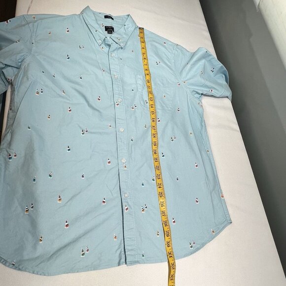 J CREW Mens Slim Flex Oxford Button Down Shirt Sz XXL Sailboats Blue Nautical - Picture 4 of 15